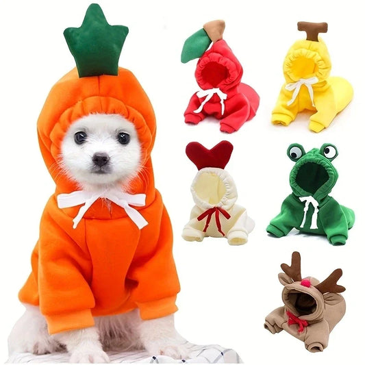 Sweat à capuche fruité pour chien – Vêtement chaud en polaire, déguisement mignon pour petits chiens et chiots (Chihuahua, Bouledogue, etc.)